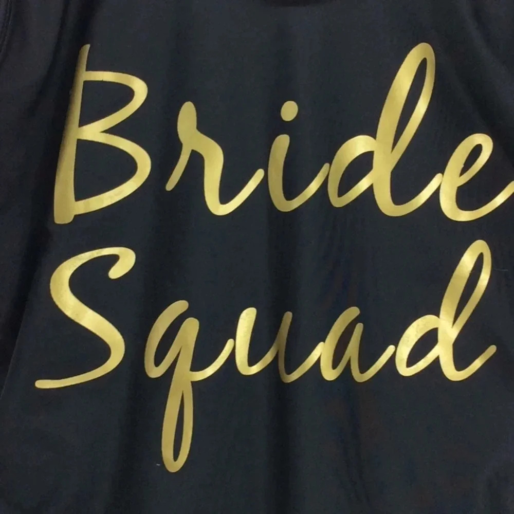 Bride Squad Black & Gold One Piece Swimwear